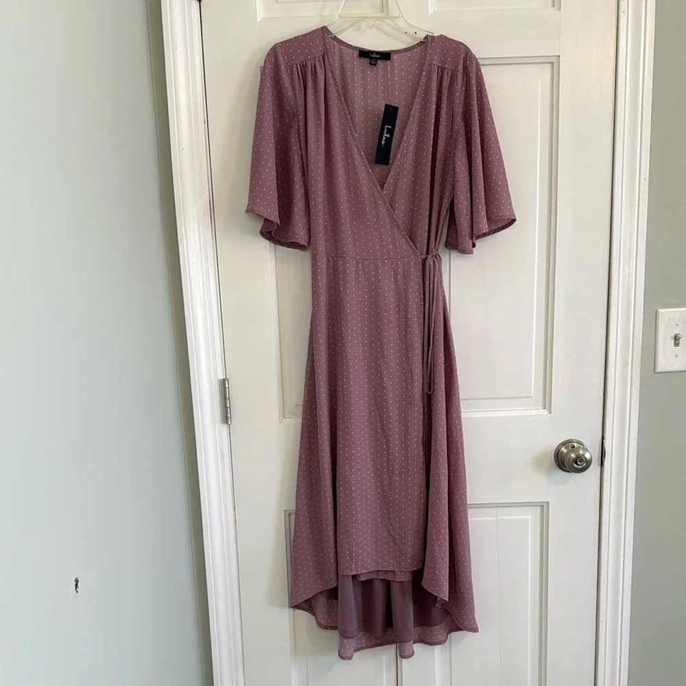 Lulus Mauve Flowy Summer Wrap Dress - Picture 5 of 5